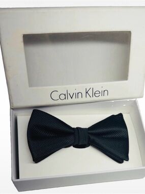 Calvin Klein Black Ribbed Bow Tie